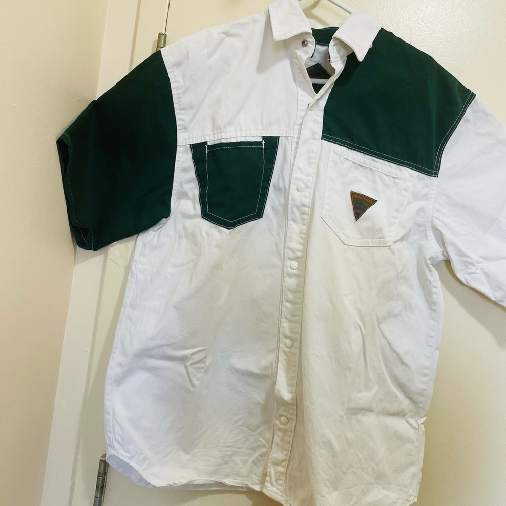 Vintage 1976 GINO VENUCCI Two tone White and Green Men's Casual Shirt